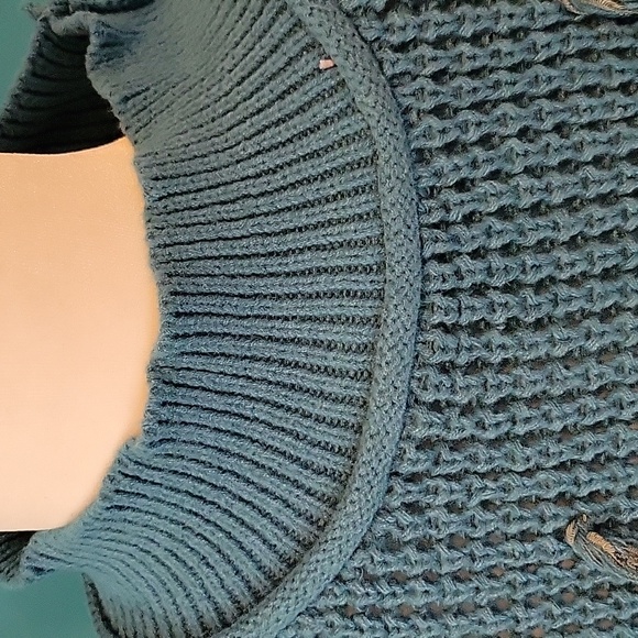 POL Teal Mock Neck Tassel Sweater - Picture 4 of 4
